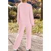 MEROKEETY Womens Pajama Sets 2026 Fall Lounge Sweater Set Cute Fuzzy Fleece 2 Piece Long Sleeve Cozy Winter Pj Outfits(Pink)