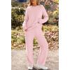 MEROKEETY Womens Pajama Sets 2026 Fall Lounge Sweater Set Cute Fuzzy Fleece 2 Piece Long Sleeve Cozy Winter Pj Outfits(Pink)