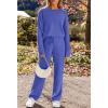 MEROKEETY Womens Pajama Sets 2026 Fall Lounge Sweater Set Cute Fuzzy Fleece 2 Piece Long Sleeve Cozy Winter Pj Outfits(Royal)