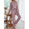MEROKEETY Womens Pajama Sets 2026 Fall Lounge Sweater Set Cute Fuzzy Fleece 2 Piece Long Sleeve Cozy Winter Pj Outfits(Taro)