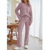 MEROKEETY Womens Pajama Sets 2026 Fall Lounge Sweater Set Cute Fuzzy Fleece 2 Piece Long Sleeve Cozy Winter Pj Outfits(Taro)