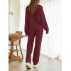 MEROKEETY Womens Pajama Sets 2026 Fall Lounge Sweater Set Cute Fuzzy Fleece 2 Piece Long Sleeve Cozy Winter Pj Outfits(Wine)
