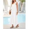 MEROKEETY Women’s Summer Boho Maxi Dress 2026 Ruched Beach Vacation Sundresses Sleeveless Loose Tank Dress(White)