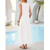 MEROKEETY Women’s Summer Boho Maxi Dress 2026 Ruched Beach Vacation Sundresses Sleeveless Loose Tank Dress(White)