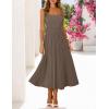 MEROKEETY Women’s Summer Casual Midi Dress 2026 Square Neck Sleeveless Pleated A Line Business Work Vacation Cocktail Dresses(Coffee)