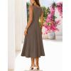 MEROKEETY Women’s Summer Casual Midi Dress 2026 Square Neck Sleeveless Pleated A Line Business Work Vacation Cocktail Dresses(Coffee)