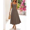 MEROKEETY Women’s Summer Casual Midi Dress 2026 Square Neck Sleeveless Pleated A Line Business Work Vacation Cocktail Dresses(Coffee)