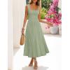 MEROKEETY Women’s Summer Casual Midi Dress 2026 Square Neck Sleeveless Pleated A Line Business Work Vacation Cocktail Dresses(Green)