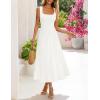 MEROKEETY Women’s Summer Casual Midi Dress 2026 Square Neck Sleeveless Pleated A Line Business Work Vacation Cocktail Dresses(White)