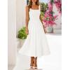 MEROKEETY Women’s Summer Casual Midi Dress 2026 Square Neck Sleeveless Pleated A Line Business Work Vacation Cocktail Dresses(White)