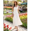 MEROKEETY Women’s Summer Casual Midi Dress 2026 Square Neck Sleeveless Pleated A Line Business Work Vacation Cocktail Dresses(White)