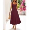 MEROKEETY Women’s Summer Casual Midi Dress 2026 Square Neck Sleeveless Pleated A Line Business Work Vacation Cocktail Dresses(Wine)