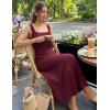 MEROKEETY Women’s Summer Casual Midi Dress 2026 Square Neck Sleeveless Pleated A Line Business Work Vacation Cocktail Dresses(Wine)