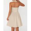 MEROKEETY Women’s Summer Halter Neck Mini Dress 2026 Sleeveless Cute Ruched Waist A-line Flowy Swing Party Short Dresses(Apricot)