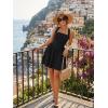MEROKEETY Women’s Summer Halter Neck Mini Dress 2026 Sleeveless Cute Ruched Waist A-line Flowy Swing Party Short Dresses(Black)
