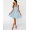 MEROKEETY Women’s Summer Halter Neck Mini Dress 2026 Sleeveless Cute Ruched Waist A-line Flowy Swing Party Short Dresses(Blue)