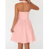 MEROKEETY Women’s Summer Halter Neck Mini Dress 2026 Sleeveless Cute Ruched Waist A-line Flowy Swing Party Short Dresses(Pink)