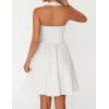 MEROKEETY Women’s Summer Halter Neck Mini Dress 2026 Sleeveless Cute Ruched Waist A-line Flowy Swing Party Short Dresses(White)