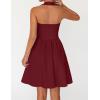 MEROKEETY Women’s Summer Halter Neck Mini Dress 2026 Sleeveless Cute Ruched Waist A-line Flowy Swing Party Short Dresses(Wine)