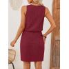 MEROKEETY Women’s Summer Mini Sundress Casual Waffle Knit Square Neck Drawstring Beach Tank Dresses(Wine)