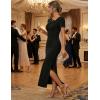 MEROKEETY Women’s Summer Ruched Bodycon Maxi Dress 2026 Short Sleeve Side Slit Formal Wedding Guest Cocktail Dresses(Black)