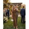 MEROKEETY Women’s Summer Ruched Bodycon Maxi Dress 2026 Short Sleeve Side Slit Formal Wedding Guest Cocktail Dresses(Brown)