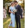 MEROKEETY Women’s Summer Ruched Bodycon Maxi Dress 2026 Short Sleeve Side Slit Formal Wedding Guest Cocktail Dresses(Lightblue)