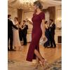 MEROKEETY Women’s Summer Ruched Bodycon Maxi Dress 2026 Short Sleeve Side Slit Formal Wedding Guest Cocktail Dresses(Wine)