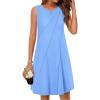 MEROKEETY Women’s 2025 Summer Sleeveless Sundress Casual Beach Vacation Crewneck Tank Mini Dress(Blue)
