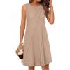 MEROKEETY Women’s 2025 Summer Sleeveless Sundress Casual Beach Vacation Crewneck Tank Mini Dress(Khaki)
