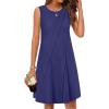MEROKEETY Women’s 2025 Summer Sleeveless Sundress Casual Beach Vacation Crewneck Tank Mini Dress(Navy)