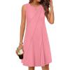 MEROKEETY Women’s 2025 Summer Sleeveless Sundress Casual Beach Vacation Crewneck Tank Mini Dress(Pink)
