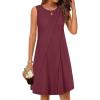 MEROKEETY Women’s 2025 Summer Sleeveless Sundress Casual Beach Vacation Crewneck Tank Mini Dress(Wine)