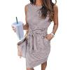 MEROKEETY Women’s 2026 Summer Casual Dress Striped Sleeveless Crew Neck Tie Waist Beach Vacation Trendy Short T Shirt Dresses(Mocha)
