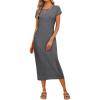 MEROKEETY Women’s 2026 Summer Casual Tshirt Dress Short Sleeve Crew Neck Beach Long Maxi Dresses(Dark Grey)