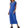 MEROKEETY Women’s 2026 Summer Casual Tshirt Dress Short Sleeve Crew Neck Beach Long Maxi Dresses(Royalblue)