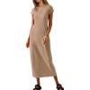 MEROKEETY Women’s 2026 Summer Casual Tshirt Dress Short Sleeve Crew Neck Beach Long Maxi Dresses(Sand)
