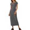 MEROKEETY Women’s 2026 Summer Casual Tshirt Dress Short Sleeve Crew Neck Beach Long Maxi Dresses(Striped Black)