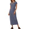 MEROKEETY Women’s 2026 Summer Casual Tshirt Dress Short Sleeve Crew Neck Beach Long Maxi Dresses(Striped Navy)