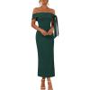 MEROKEETY Women’s 2026 Summer Off The Shoulder Dress Bodycon Wedding Guest Cocktail Formal Party Maxi Dresses(Darkgreen)