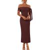 MEROKEETY Women’s 2026 Summer Off The Shoulder Dress Bodycon Wedding Guest Cocktail Formal Party Maxi Dresses(Winered)