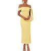 MEROKEETY Women’s 2026 Summer Off The Shoulder Dress Bodycon Wedding Guest Cocktail Formal Party Maxi Dresses(Yellow)