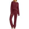 MEROKEETY Womens Pajama Sets 2026 Fall Lounge Sweater Set Cute Fuzzy Fleece 2 Piece Long Sleeve Cozy Winter Pj Outfits(Wine)
