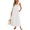 MEROKEETY Women’s Summer Boho Maxi Dress 2026 Ruched Beach Vacation Sundresses Sleeveless Loose Tank Dress(White)
