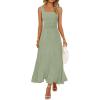 MEROKEETY Women’s Summer Casual Midi Dress 2026 Square Neck Sleeveless Pleated A Line Business Work Vacation Cocktail Dresses(Green)