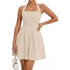 MEROKEETY Women’s Summer Halter Neck Mini Dress 2026 Sleeveless Cute Ruched Waist A-line Flowy Swing Party Short Dresses(Apricot)