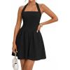 MEROKEETY Women’s Summer Halter Neck Mini Dress 2026 Sleeveless Cute Ruched Waist A-line Flowy Swing Party Short Dresses(Black)