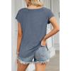 MEROKEETY Women’s 2026 Summer Cap Sleeve Tops Business Dressy Loose Basic T Shirts Blouse Fashion Outfits Trendy Clothes(Blue)