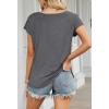 MEROKEETY Women’s 2026 Summer Cap Sleeve Tops Business Dressy Loose Basic T Shirts Blouse Fashion Outfits Trendy Clothes(Grey)