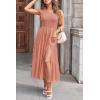 MEROKEETY Women’s 2026 Summer Sleeveless Midi Dress One Shoulder Knot Smocked Split Formal Cocktail Wedding Guest Dresses(Tawny Orange)